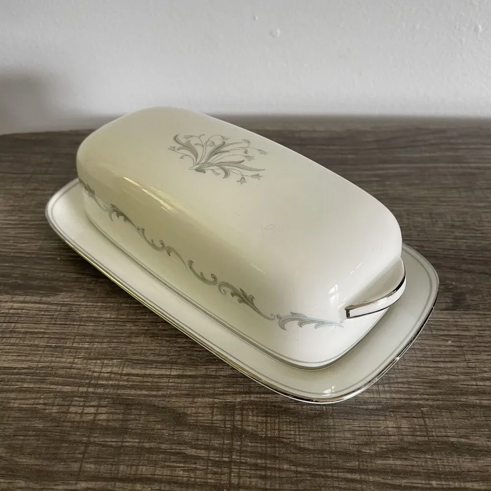 Vtg Noritake China Covered Butter Dish Chaumont Design Pattern 6008 Made Japan